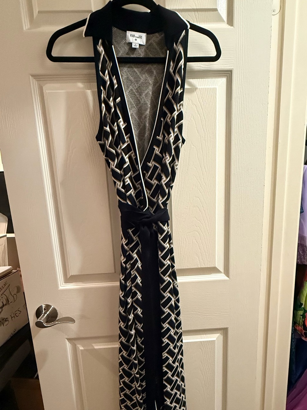 Diane Von Furstenberg Black Patterned Knit Dress